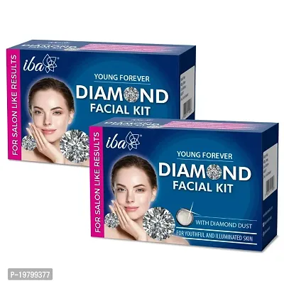 Iba Young Forever Diamond Facial Kit l 6 Steps Single Use Kit l For Youthful Illuminated Skin l Salon Like Results (Pack of 2)