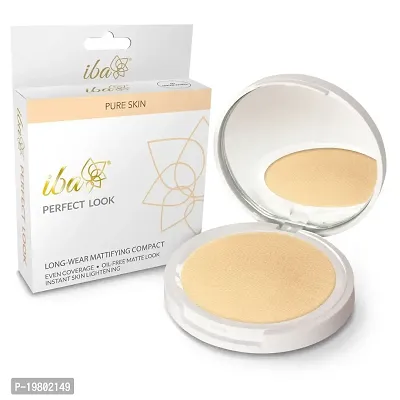 Iba Pure Skin Perfect Look Long Wear Mattifying Compact - Snow White, 9g | Even Coverage | Oil Free | Matte Finish | SPF 15 | Face Makeup | 100% Natural, Vegan  Cruelty-Free-thumb0
