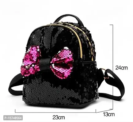 KRISMO Black Tie Medium Backpack Stylish Comfortable Handbag For Women (BAG-33-BLK)-thumb3