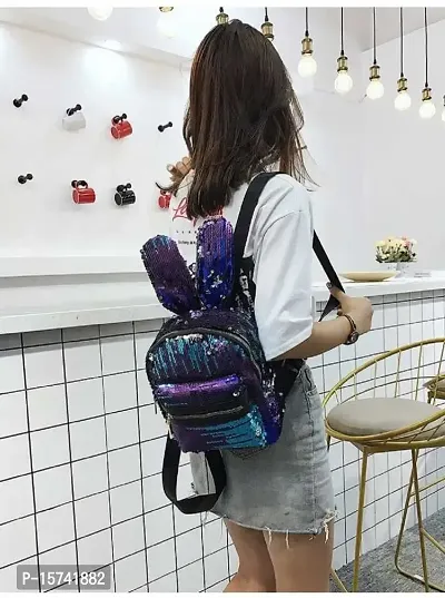 KRISMO Blue Big Ear Medium Backpack Stylish Comfortable Handbag For Women (BAG-35-BLU)-thumb4