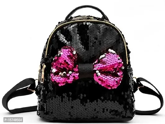 KRISMO Black Tie Medium Backpack Stylish Comfortable Handbag For Women (BAG-33-BLK)-thumb0