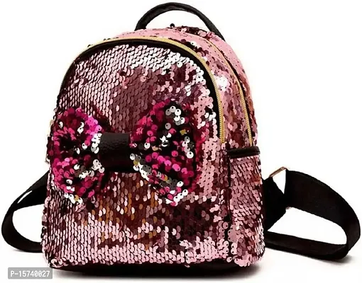 KRISMO Pink Tie Medium Backpack Stylish Comfortable Handbag For Women (BAG-33-PNK)-thumb4