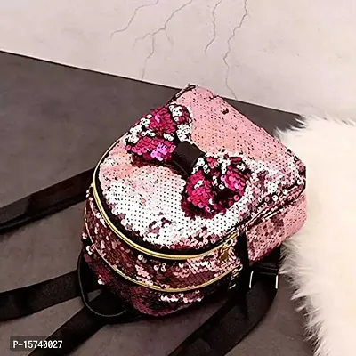 KRISMO Pink Tie Medium Backpack Stylish Comfortable Handbag For Women (BAG-33-PNK)-thumb2