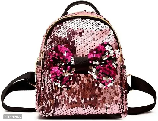 KRISMO Pink Tie Medium Backpack Stylish Comfortable Handbag For Women (BAG-33-PNK)-thumb0