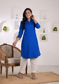 KASHISHIYA Rayon Solid Straight Kurta/Kurti for Women  Girls (Blue, Large)-thumb2