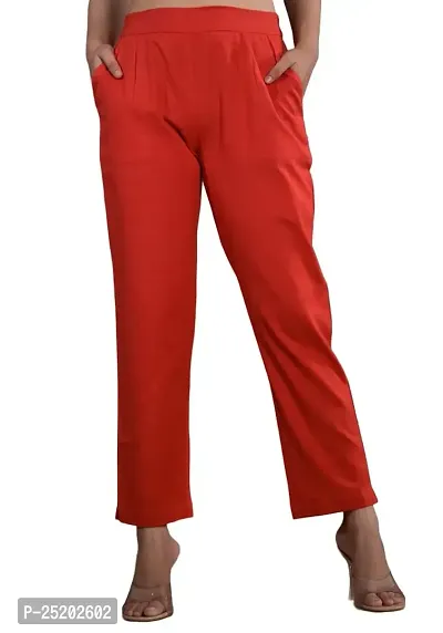 KASHISHIYA Pure Cotton Straight Fit Red Pants for Women and Girls - 3X-Large