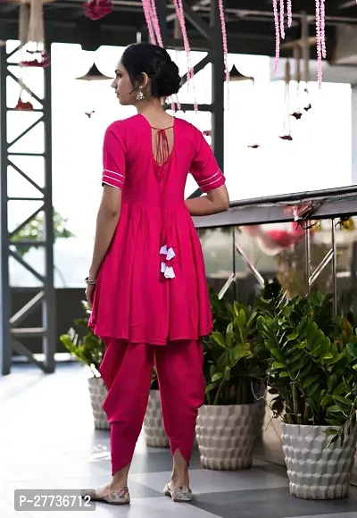 Stylish Pink Viscose Rayon Self Pattern Kurta Bottom Set For Women-thumb2