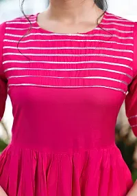 Stylish Pink Viscose Rayon Self Pattern Kurta Bottom Set For Women-thumb3