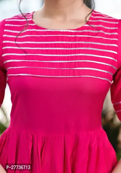 Stylish Pink Viscose Rayon Self Pattern Kurta Bottom Set For Women-thumb4