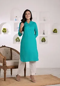 KASHISHIYA Rayon Solid Straight Kurta/Kurti for Women  Girls (Light Sea Green, XXX-Large)-thumb2