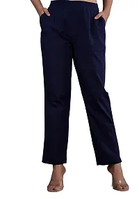 KASHISHIYA Pure Cotton Straight Fit Navy Blue Pants for Women and Girls - 3X-Large-thumb1