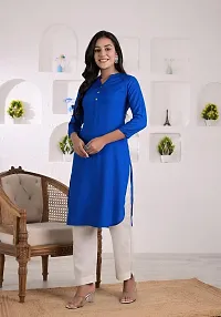 KASHISHIYA Rayon Solid Straight Kurta/Kurti for Women  Girls (Blue, Large)-thumb1