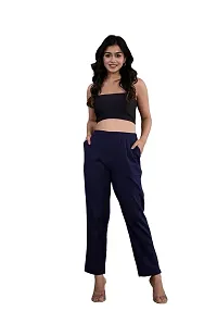 KASHISHIYA Pure Cotton Straight Fit Navy Blue Pants for Women and Girls - 3X-Large-thumb2