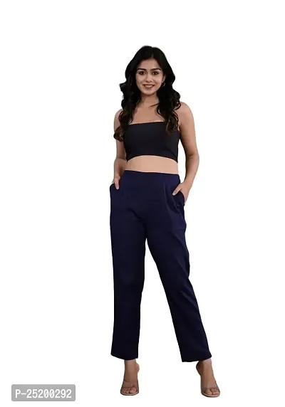 KASHISHIYA Pure Cotton Straight Fit Navy Blue Pants for Women and Girls - 3X-Large-thumb3
