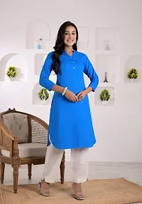 KASHISHIYA Rayon Solid Straight Kurta/Kurti for Women  Girls - XX-Large, Blue-thumb2