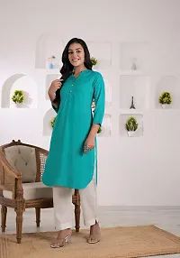 KASHISHIYA Rayon Solid Straight Kurta/Kurti for Women  Girls (Light Sea Green, XXX-Large)-thumb1