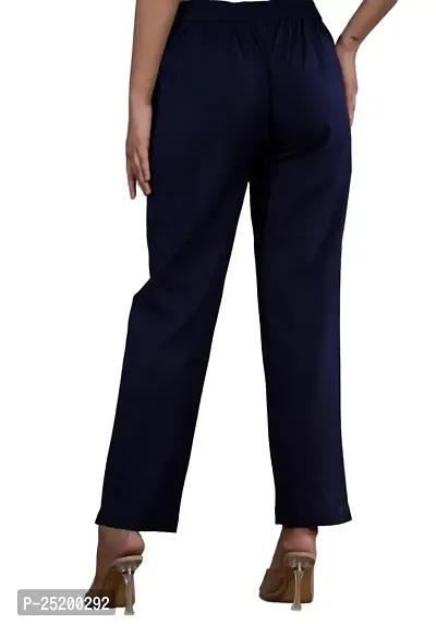 KASHISHIYA Pure Cotton Straight Fit Navy Blue Pants for Women and Girls - 3X-Large-thumb4