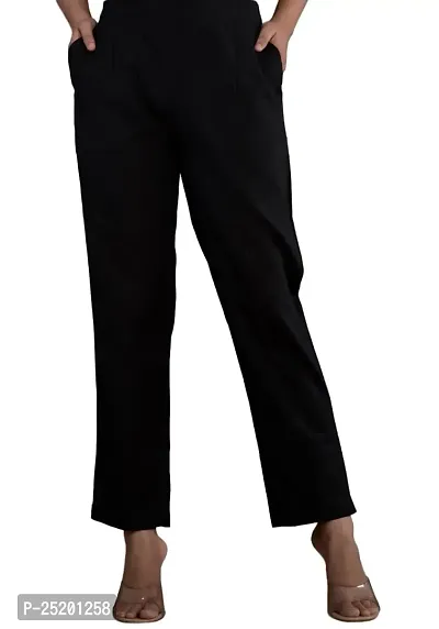 KASHISHIYA Pure Cotton Straight Fit Black Pants for Women and Girls - 3X-Large