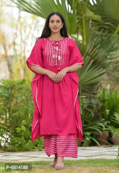 Stylish Rayon Pink Kurta Set With Dupatta For Women-thumb0
