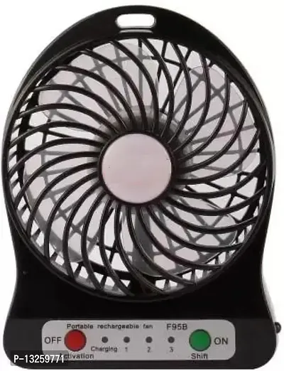 Black Color  High Speed Table Fan Small Size 3 Speed Setting with Build-in LED Light For Home, Office, Kitchen USB Fan, Rechargeable Fan USB Fan-thumb0