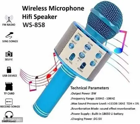 FM Radio, Singing. Memory Card Support, Bluetooth Karaoke Microphone with Mic Speaker Karaoke super battery backup Microphone-thumb0