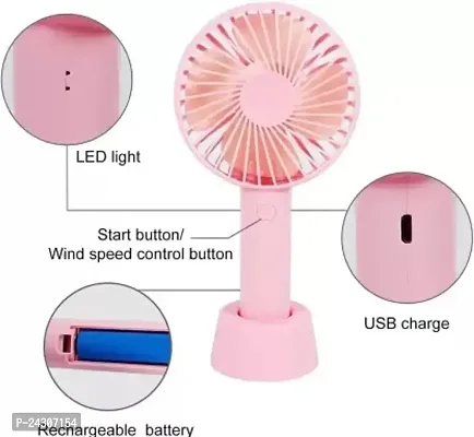 Portable Handheld hand Mini USB/Battery operated Adjustable High Speed Rechargeable Fan SS2 pink-thumb2