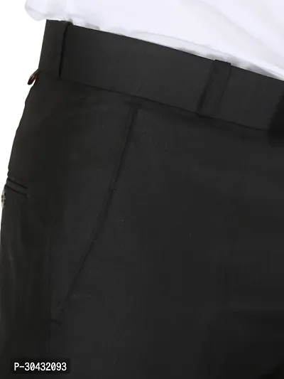 Trendy Black Cotton Blend Solid Mid-Rise Formal Trouser For Men-thumb4