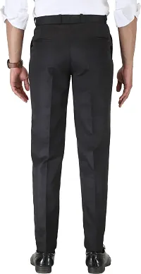 Trendy Black Cotton Blend Solid Mid-Rise Formal Trouser For Men-thumb1