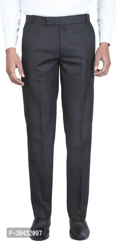 Trendy Black Viscose Rayon Solid Mid-Rise Formal Trouser For Men-thumb0