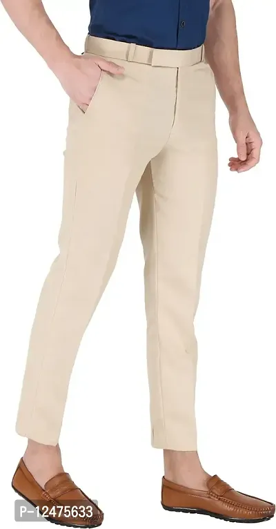 KS Brand Casual Trousers Cotton Blend Regular Fit Formal Traouser for Men Twil-OFFWHITE_28-thumb4