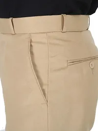 Trendy Beige Cotton Blend Solid Mid-Rise Formal Trouser For Men-thumb4