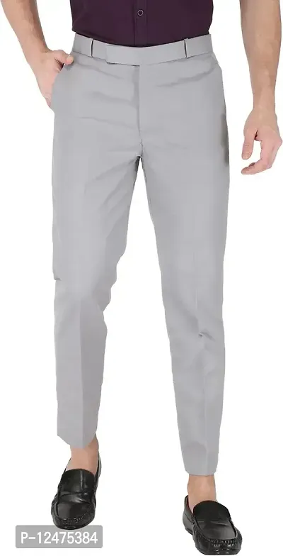 Stylish Grey Polycotton Formal Trousers For Men-thumb2