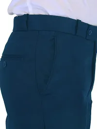 Trendy Blue Cotton Blend Solid Mid-Rise Formal Trouser For Men-thumb4