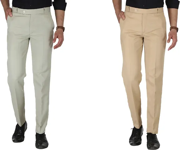 Men Regular Fit Polycotton And Trousers Pack of 2