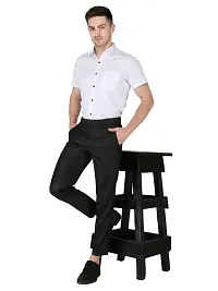 Classic Black Cotton Blend Mid Rise Trouser For Men-thumb2