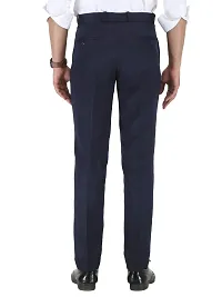 Stylish Navy Blue Cotton Low Rise Formal Trouser For Men-thumb2