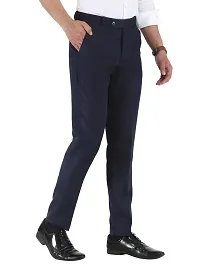 Stylish Navy Blue Cotton Low Rise Formal Trouser For Men-thumb4