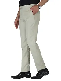 Beige Cotton Mid Rise Formal Trousers-thumb1