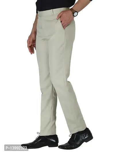 Multicoloured Cotton Mid Rise Formal Trousers-thumb2