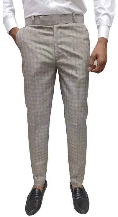 Classic Synthetic Checked Formal Trouser for Men