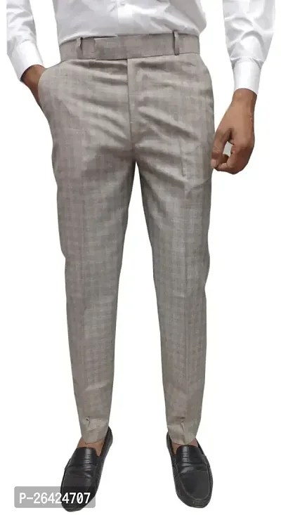 Classic Polycotton Checked Formal Trouser for Men-thumb0