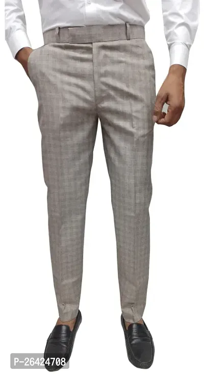 Classic Synthetic Checked Formal Trouser for Women