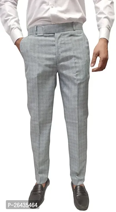 Classic Polycotton Checked Formal Trouser for Men-thumb0