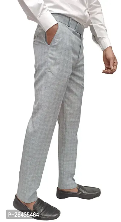 Classic Polycotton Checked Formal Trouser for Men-thumb2