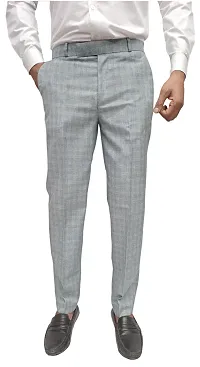 Classic Polycotton Checked Formal Trouser for Men-thumb3