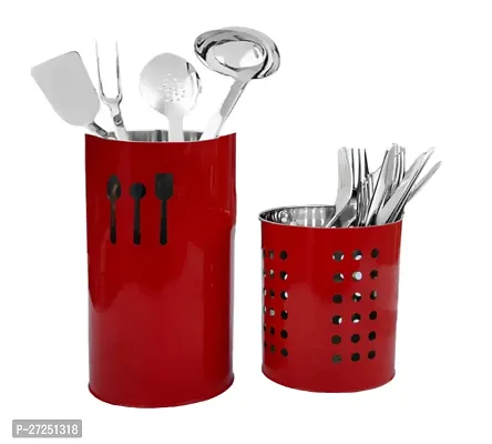 Stainless Steel Spoon Stand, Cutlery Pen Holder, Brush Stand etc (Red Combo) 10/18 or 10/12