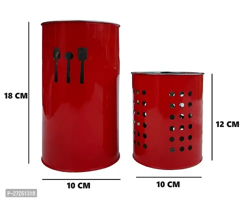 Stainless Steel Spoon Stand, Cutlery Pen Holder, Brush Stand etc (Red Combo) 10/18 or 10/12-thumb3