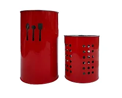 Stainless Steel Spoon Stand, Cutlery Pen Holder, Brush Stand etc (Red Combo) 10/18 or 10/12-thumb1