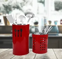 Stainless Steel Spoon Stand, Cutlery Pen Holder, Brush Stand etc (Red Combo) 10/18 or 10/12-thumb3