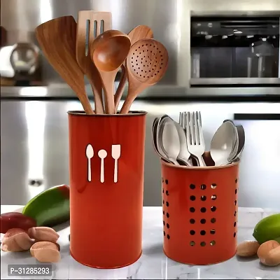 Stainless Steel Cutlery Holder ( combo 10/18 red spoon or 10/12 red round )